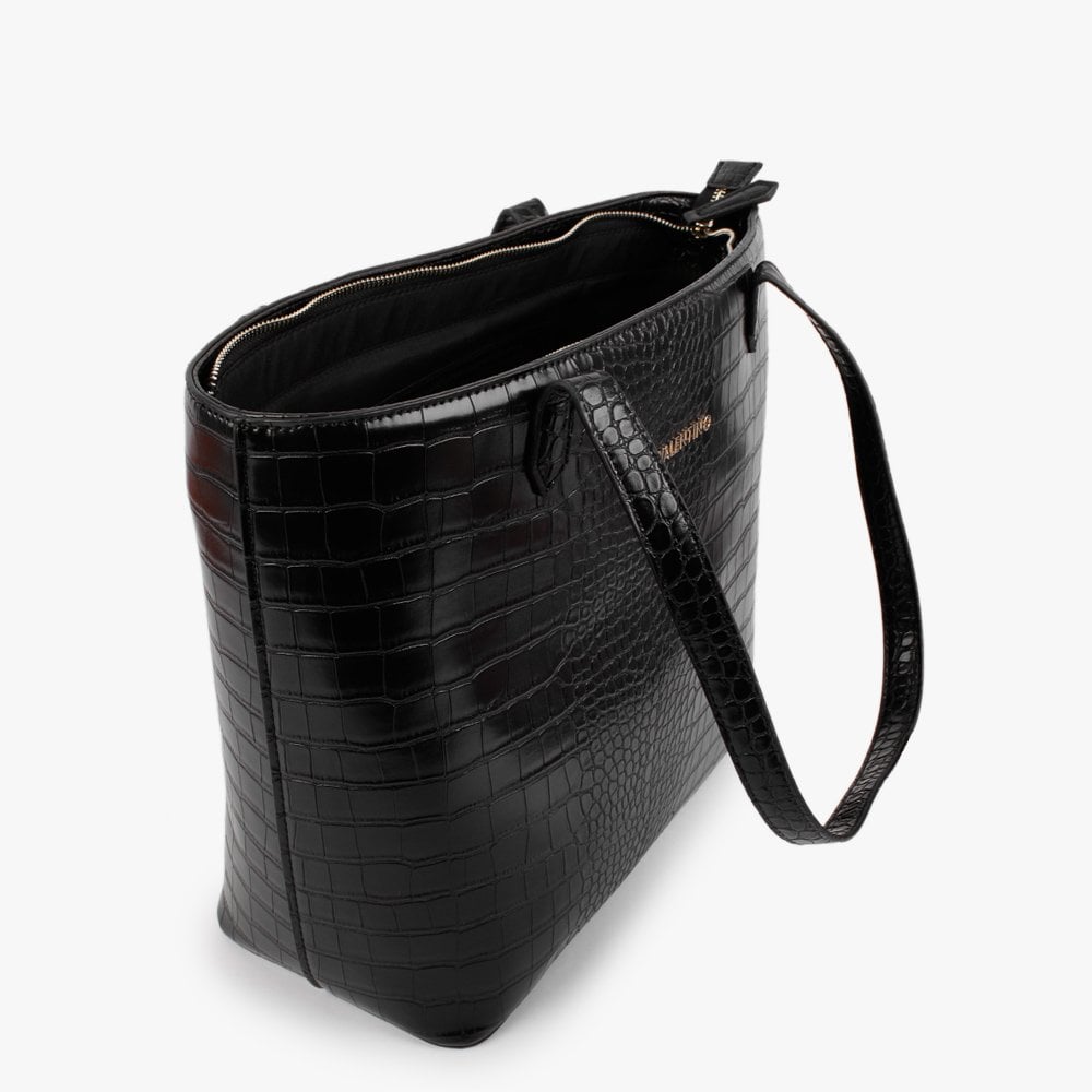 Amaranth Black Moc Croc Shopper Bag