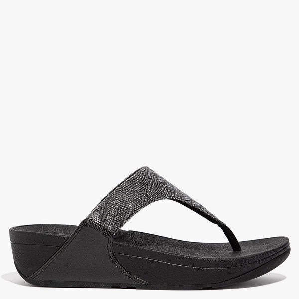 Lulu Glitz All Black Toe Post Sandals