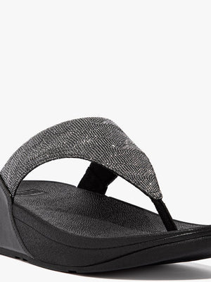 Lulu Glitz All Black Toe Post Sandals