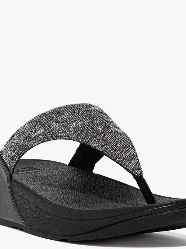 Lulu Glitz All Black Toe Post Sandals
