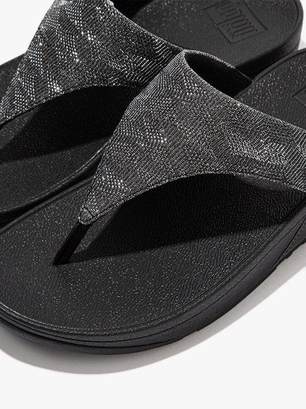 Lulu Glitz All Black Toe Post Sandals