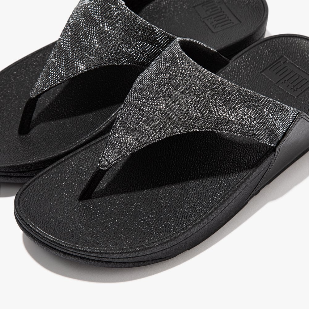 Lulu Glitz All Black Toe Post Sandals