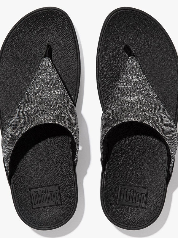 Lulu Glitz All Black Toe Post Sandals