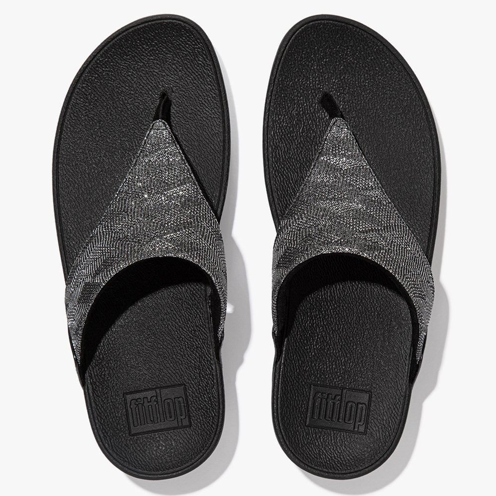 Lulu Glitz All Black Toe Post Sandals