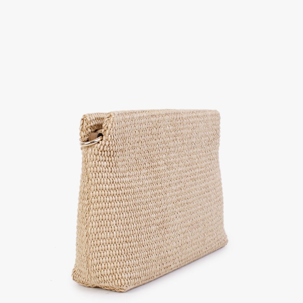 Beige Woven Cross-Body Bag