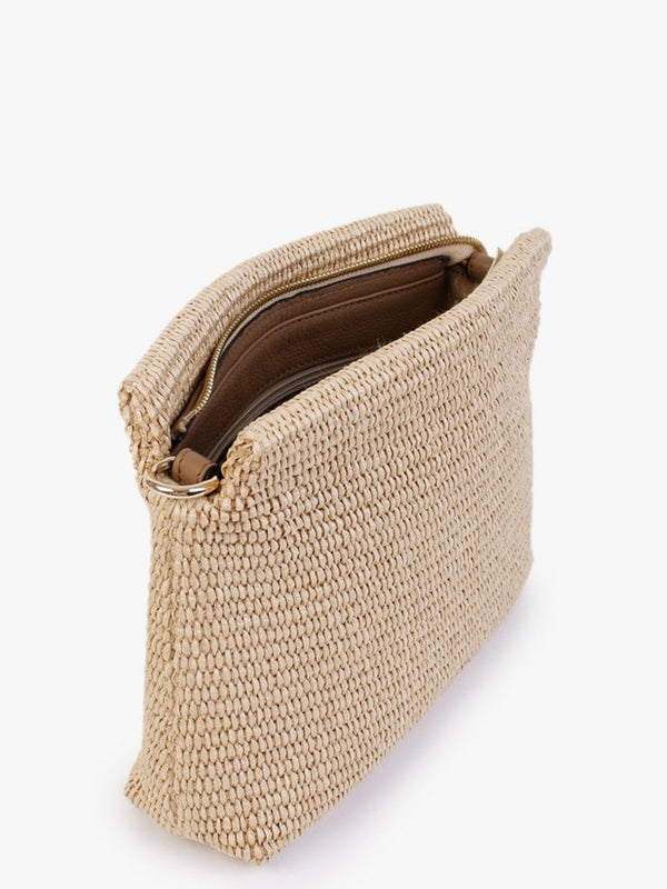 Beige Woven Cross-Body Bag