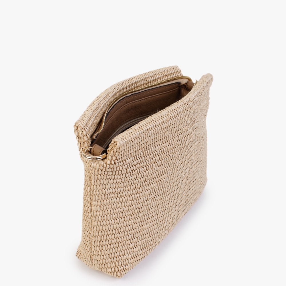 Beige Woven Cross-Body Bag