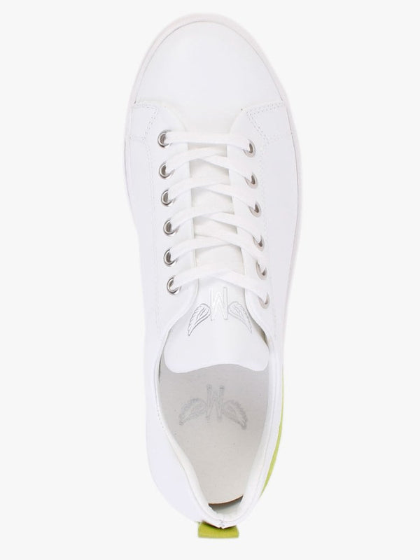Angels Ease White Leather Green Wing Trainers
