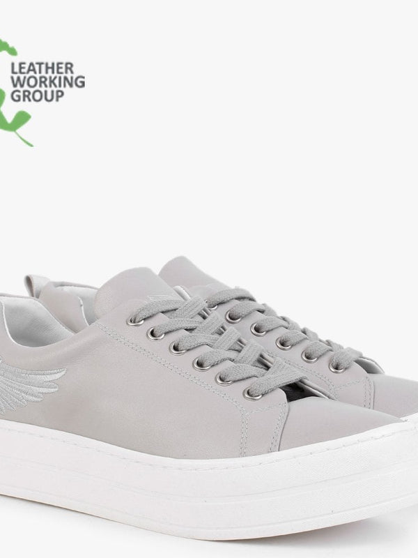 Angels Grey Leather Flatform Trainers