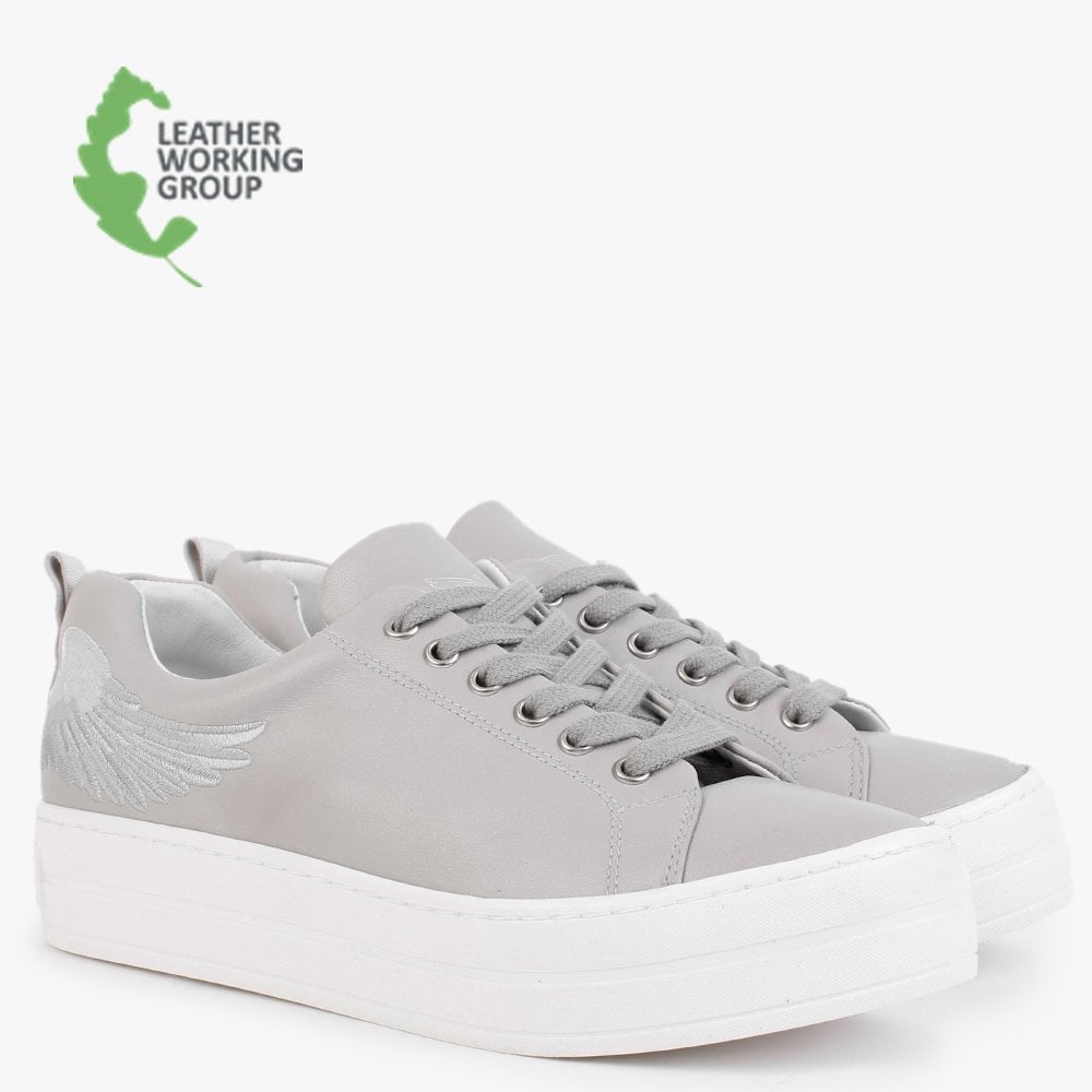 Angels Grey Leather Flatform Trainers