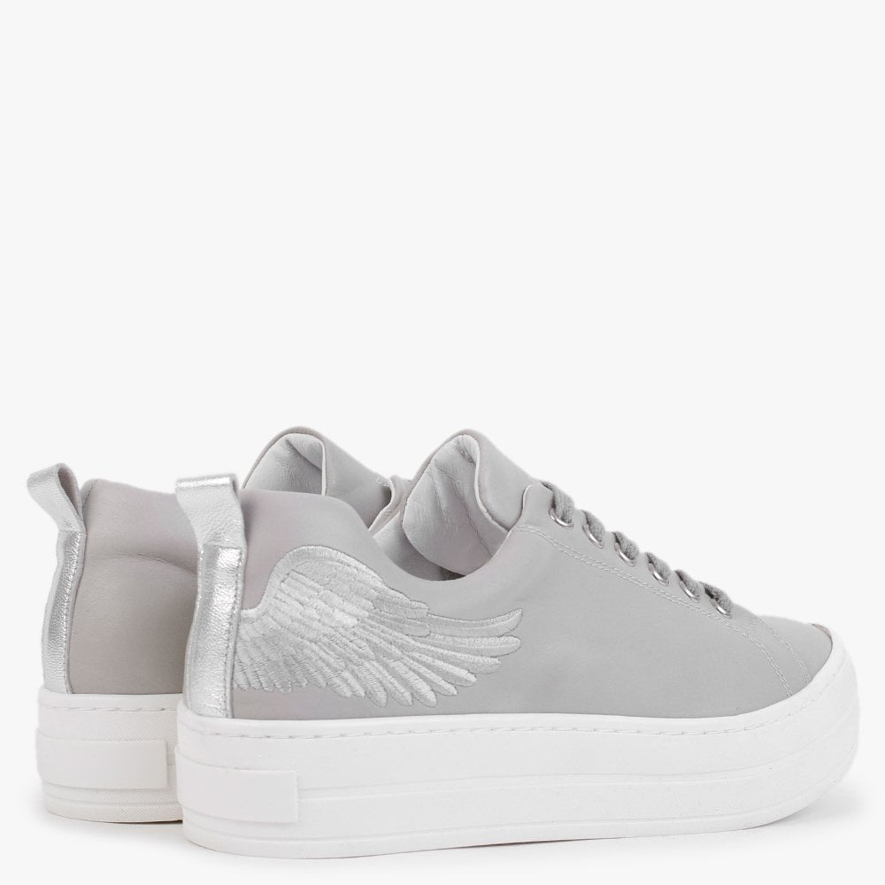 Angels Grey Leather Flatform Trainers