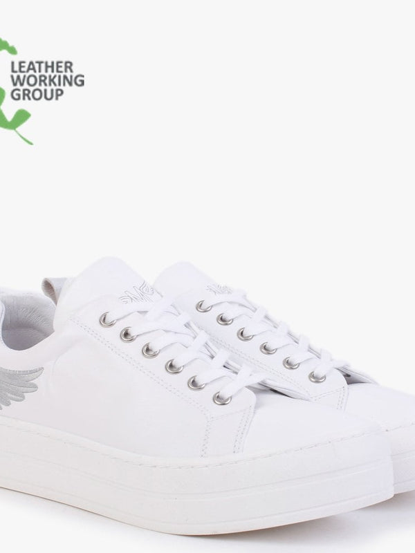 Angels White Leather Flatform Trainers