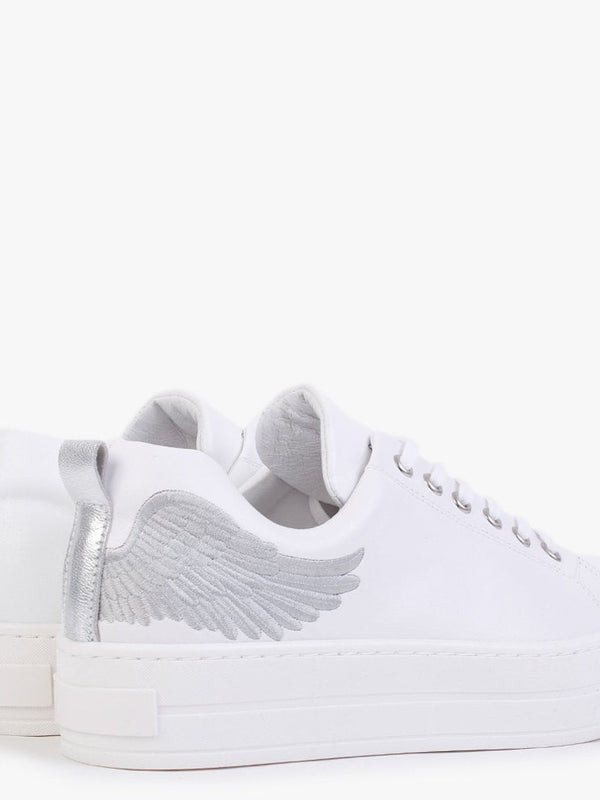 Angels White Leather Flatform Trainers