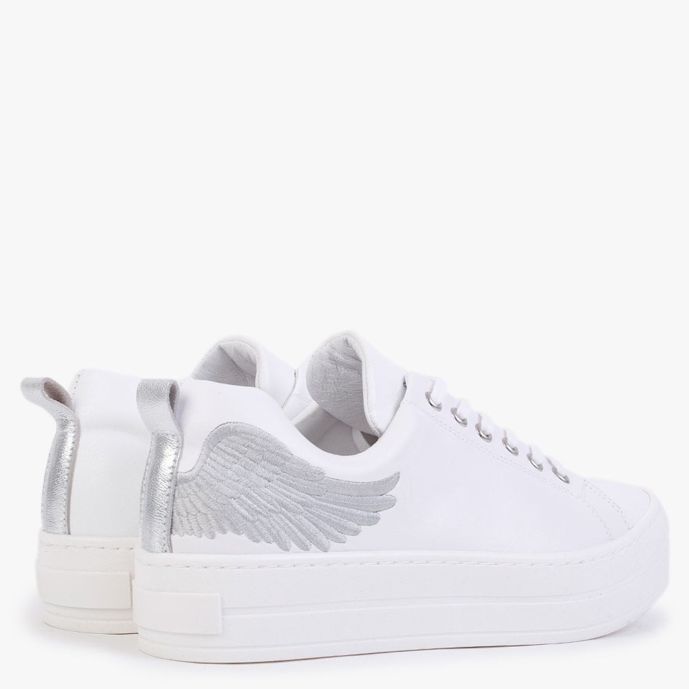 Angels White Leather Flatform Trainers