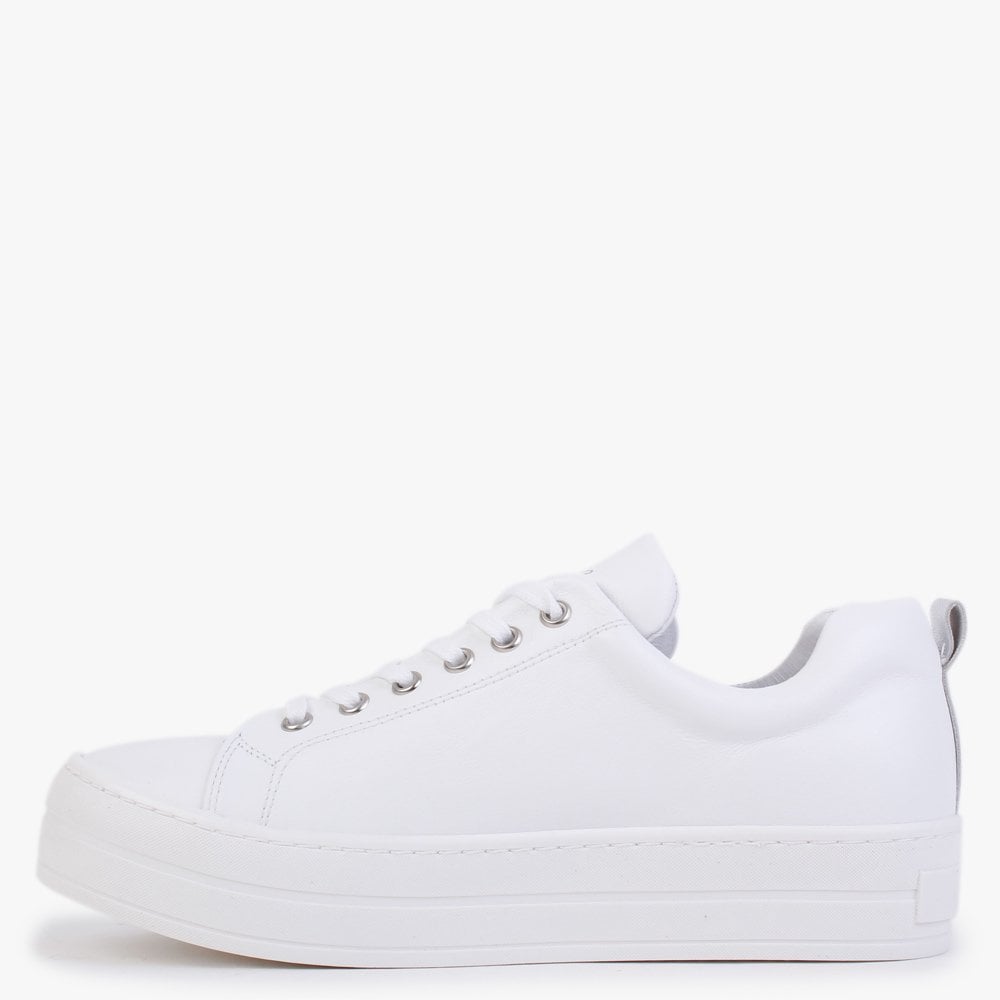 Angels White Leather Flatform Trainers