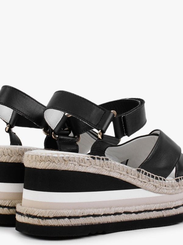 Klunk Black Leather Chunky Sandals