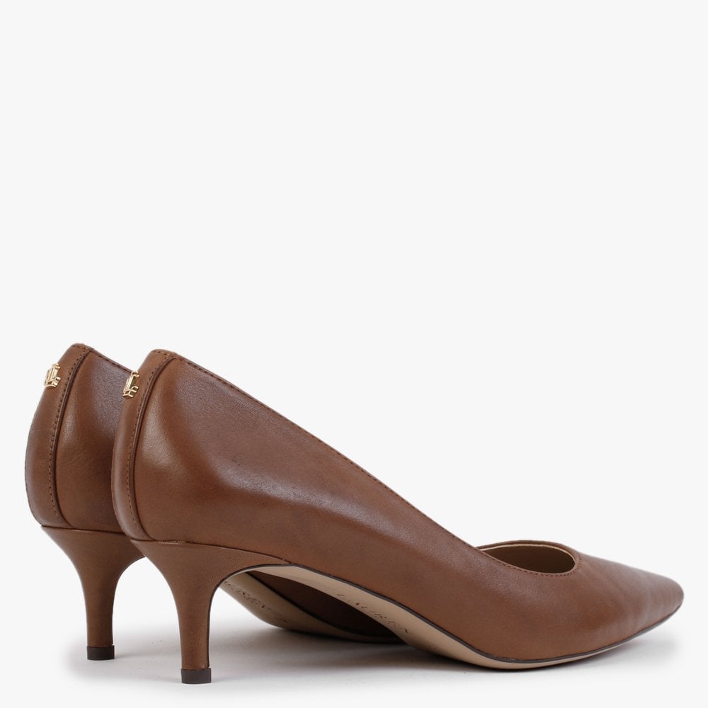 Adrienne Polo Tan Leather Kitten Heel Court Shoes