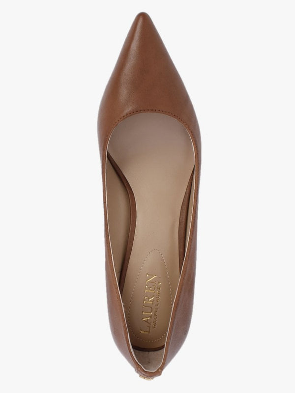 Adrienne Polo Tan Leather Kitten Heel Court Shoes