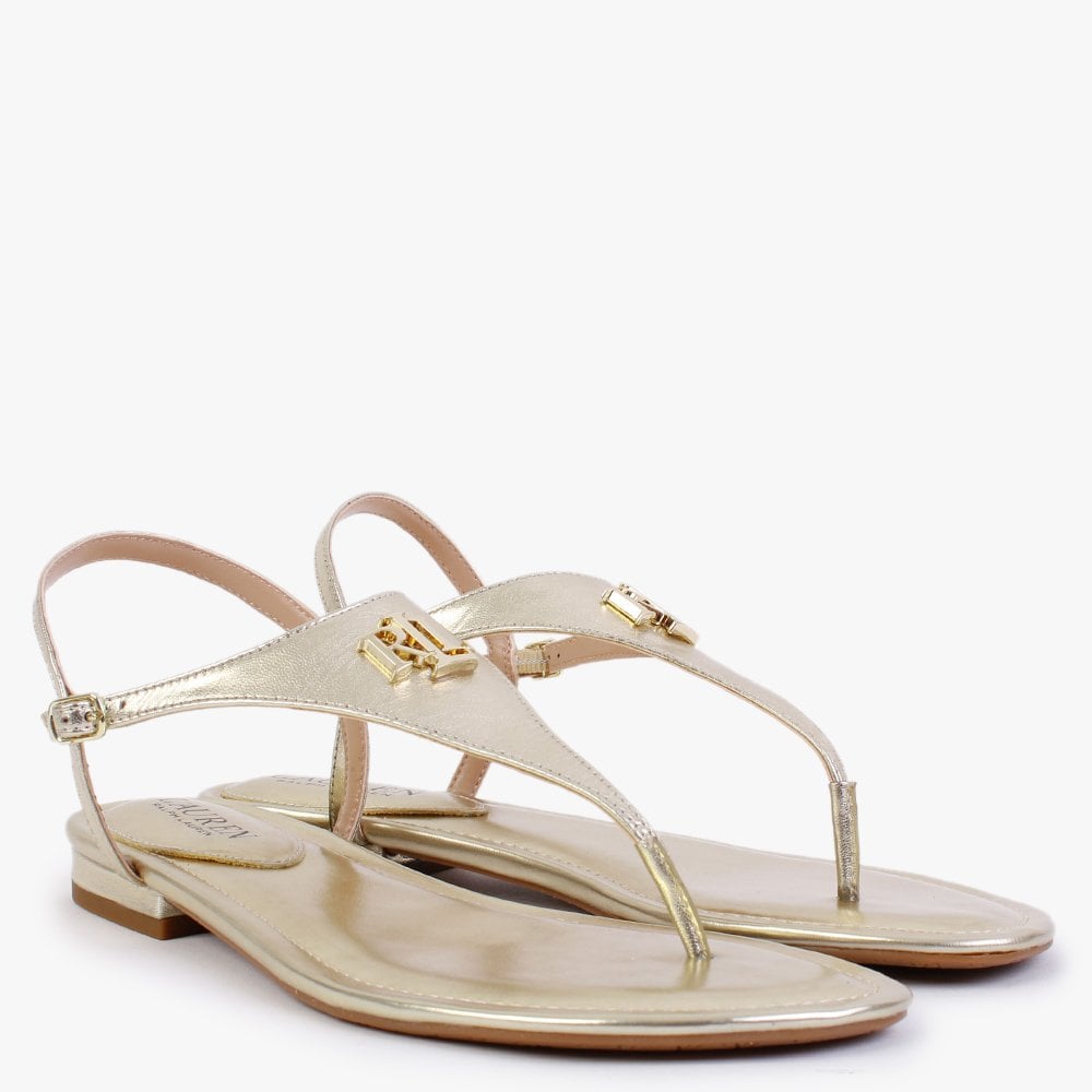 Ellington Gold Leather Toe Post Sandals