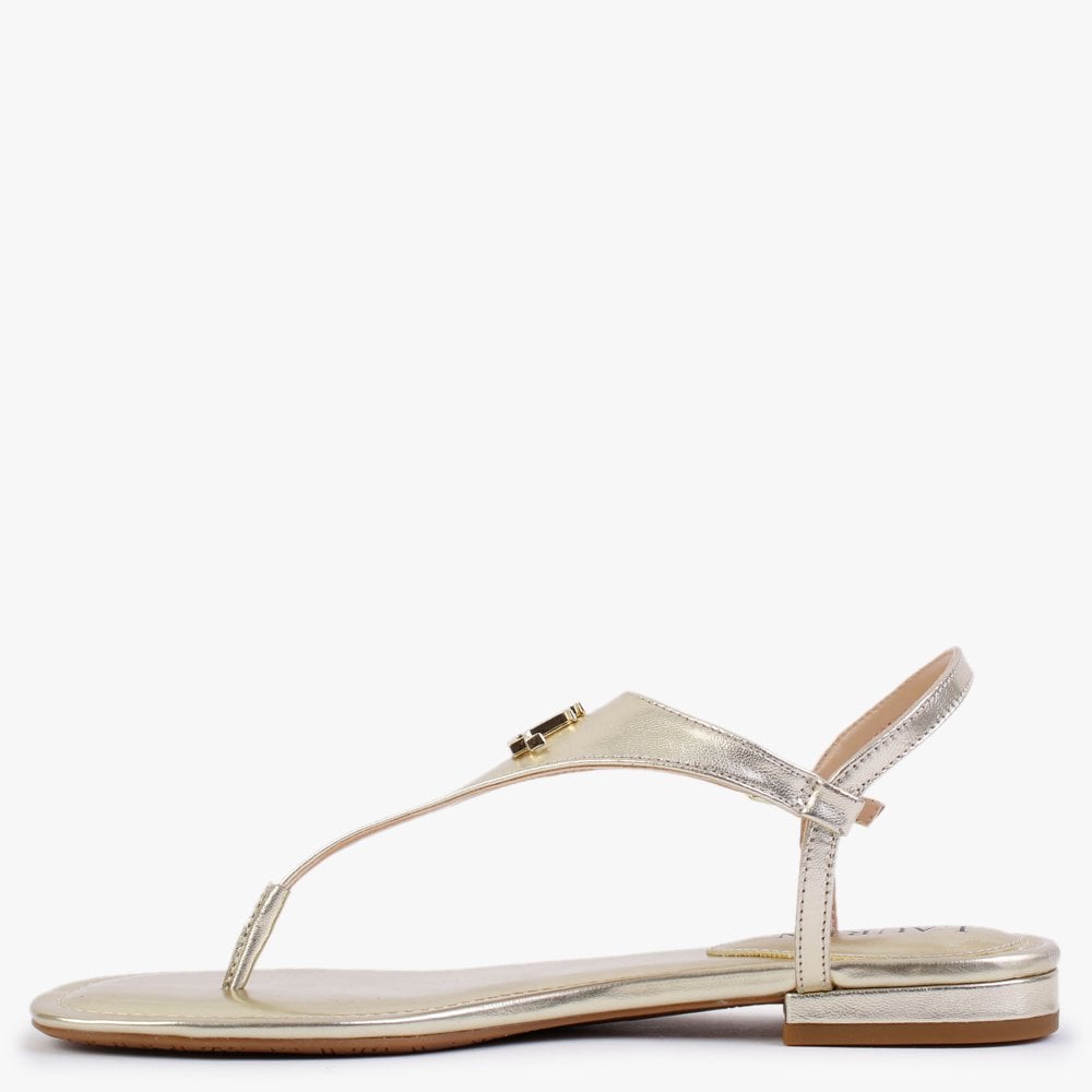 Ellington Gold Leather Toe Post Sandals