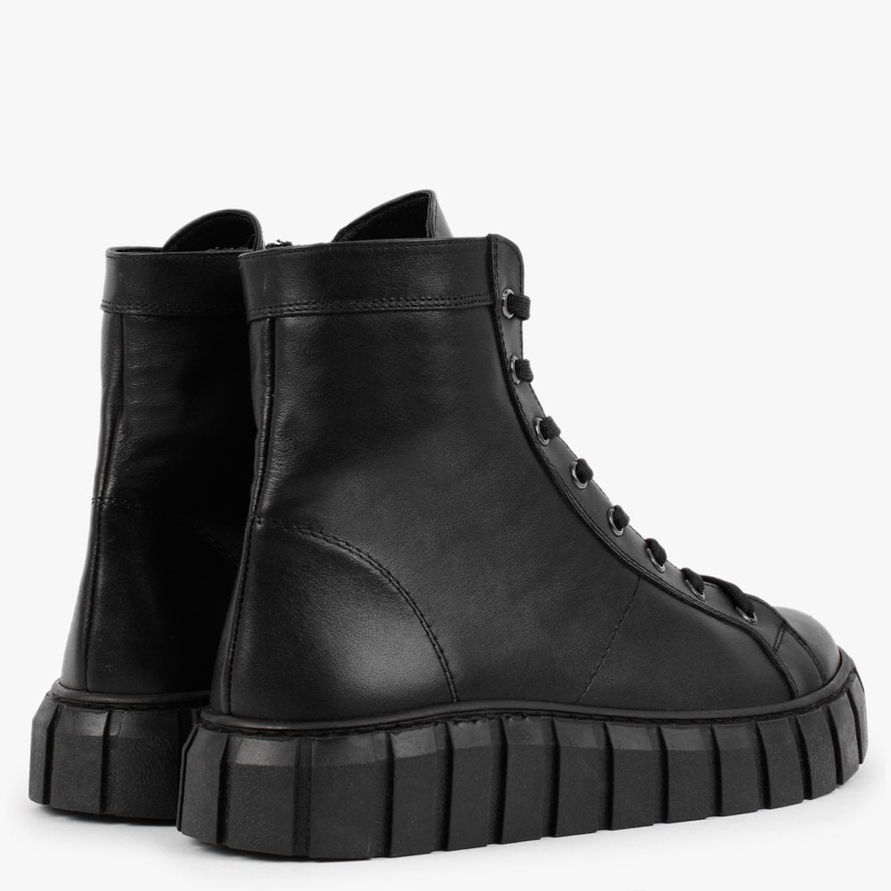 Bopit Black Leather High Top Trainers
