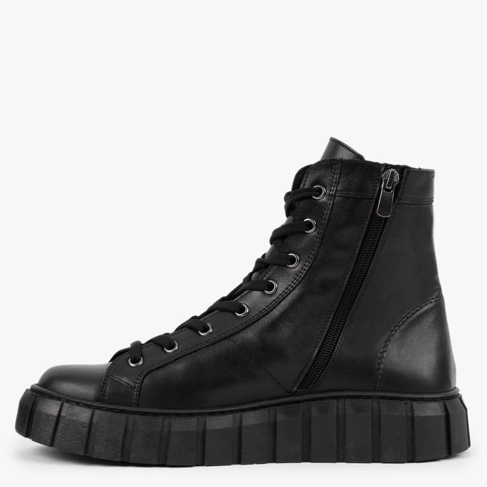 Bopit Black Leather High Top Trainers
