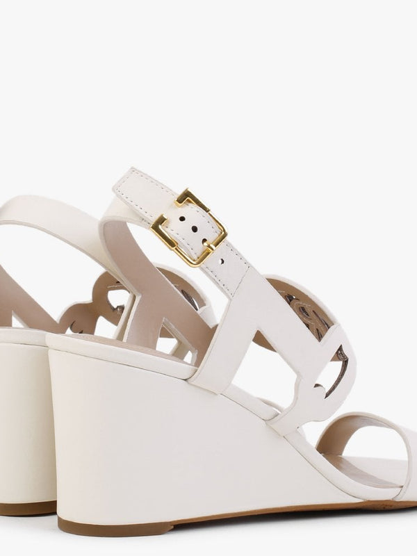 Amilea Cream Leather Wedge Sandals