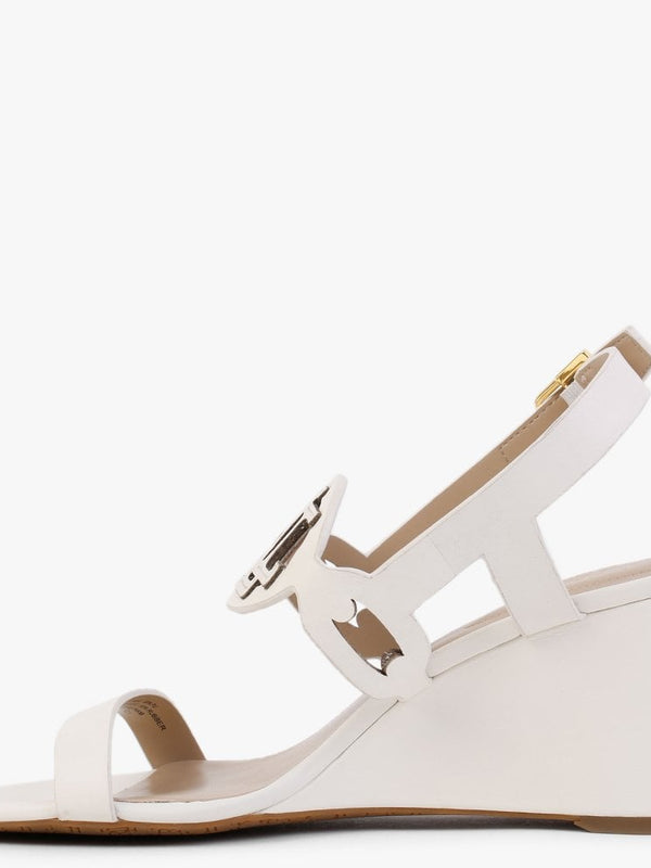 Amilea Cream Leather Wedge Sandals