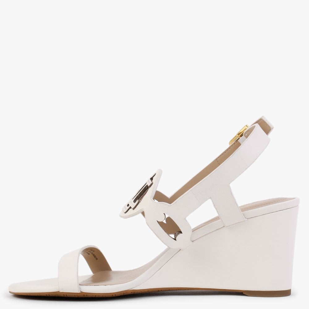 Amilea Cream Leather Wedge Sandals