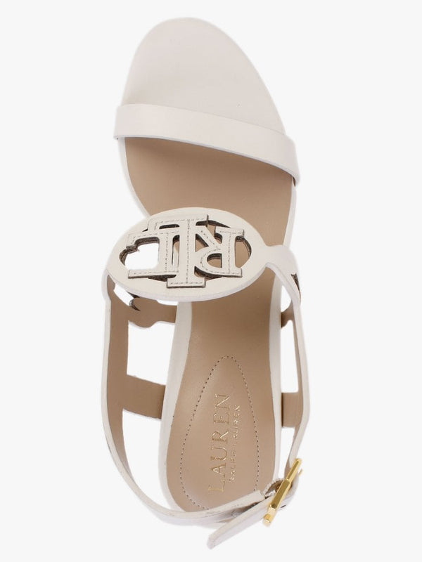 Amilea Cream Leather Wedge Sandals
