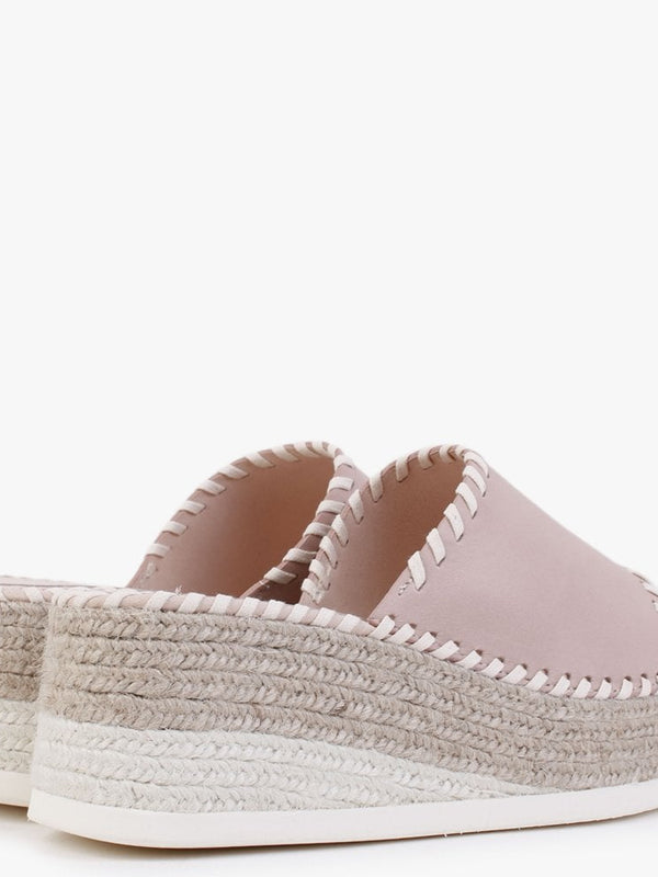 Citron Nude Leather Wedge Mules