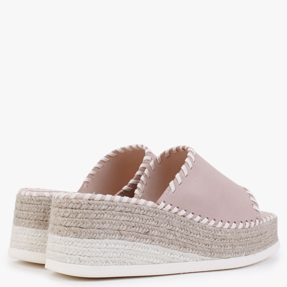 Citron Nude Leather Wedge Mules