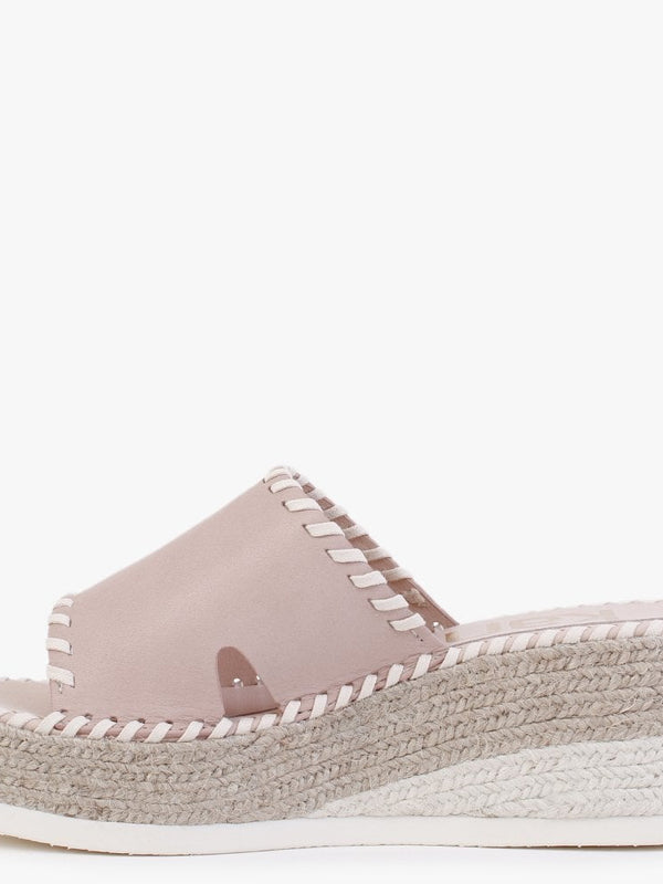 Citron Nude Leather Wedge Mules
