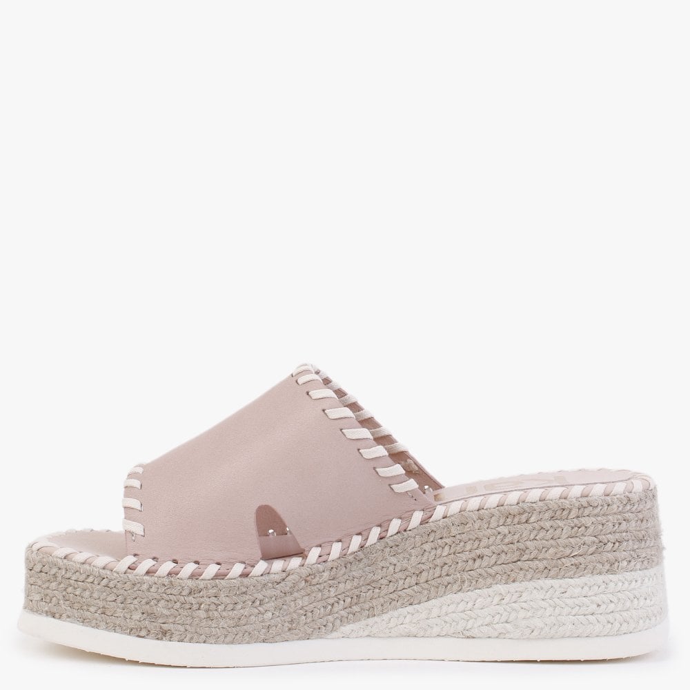 Citron Nude Leather Wedge Mules