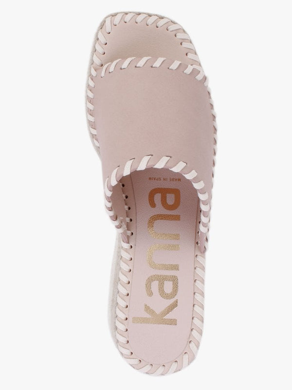 Citron Nude Leather Wedge Mules
