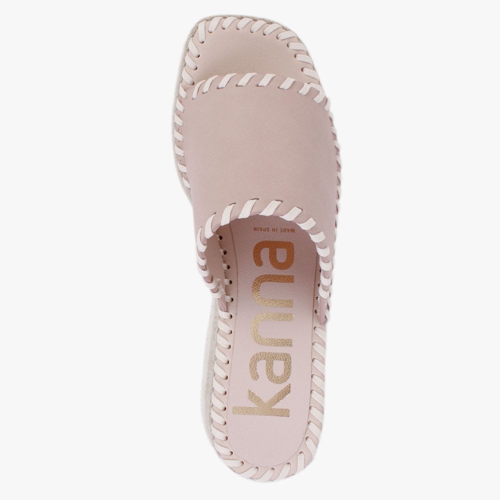 Citron Nude Leather Wedge Mules