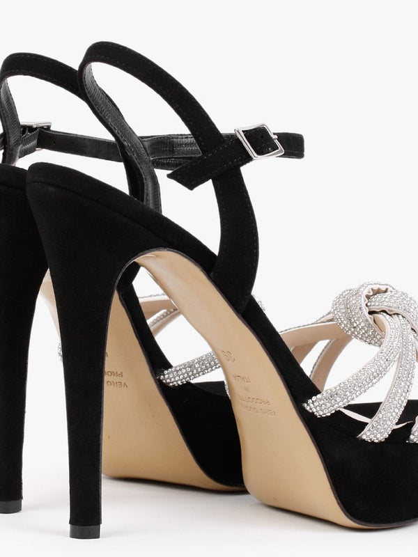 Adiama Black Slim Heeled Platform Sandals