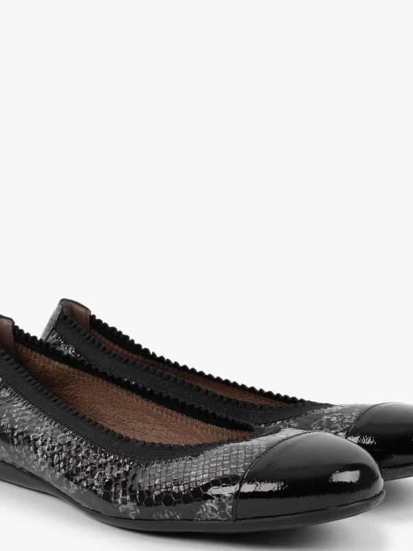 Timpani Grey Black Patent Leather Pumps