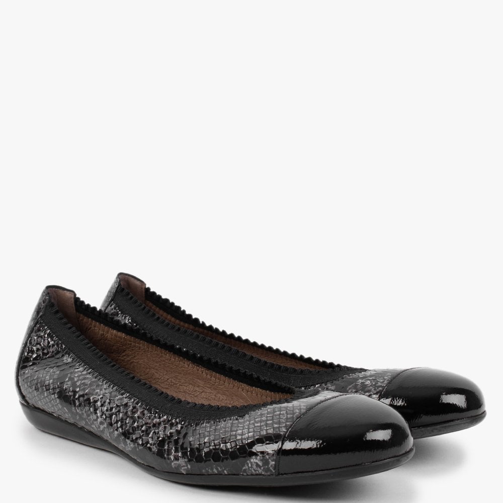Timpani Grey Black Patent Leather Pumps
