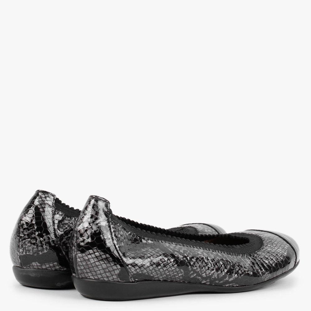 Timpani Grey Black Patent Leather Pumps