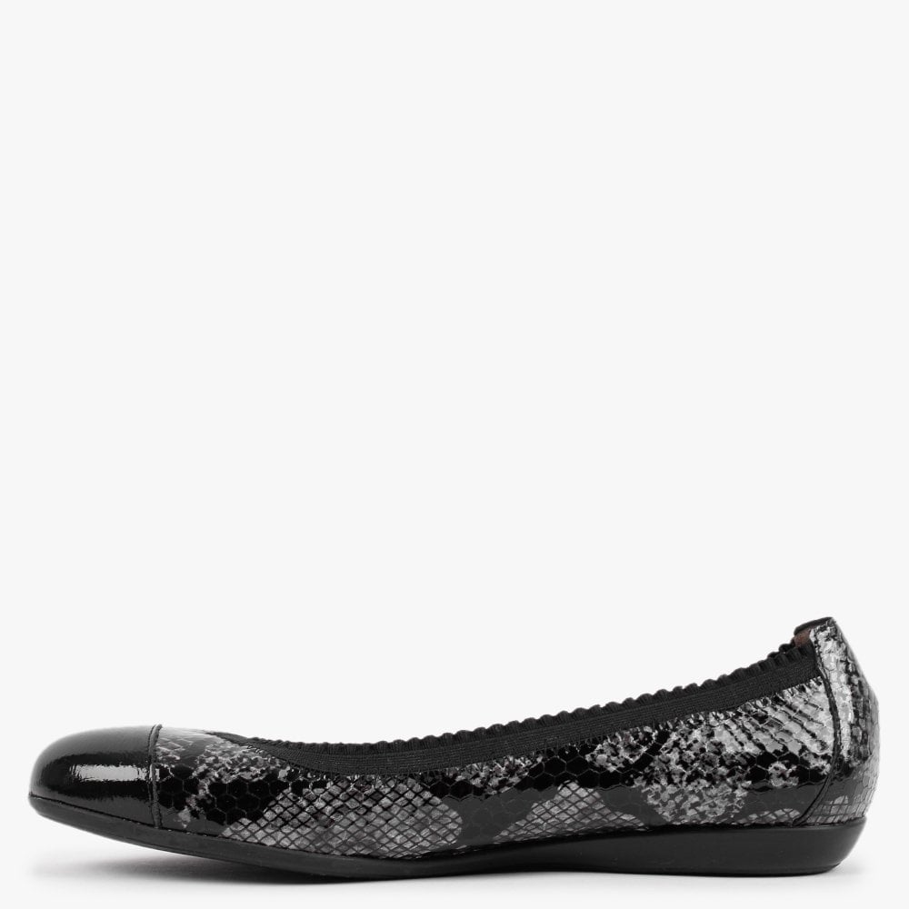 Timpani Grey Black Patent Leather Pumps