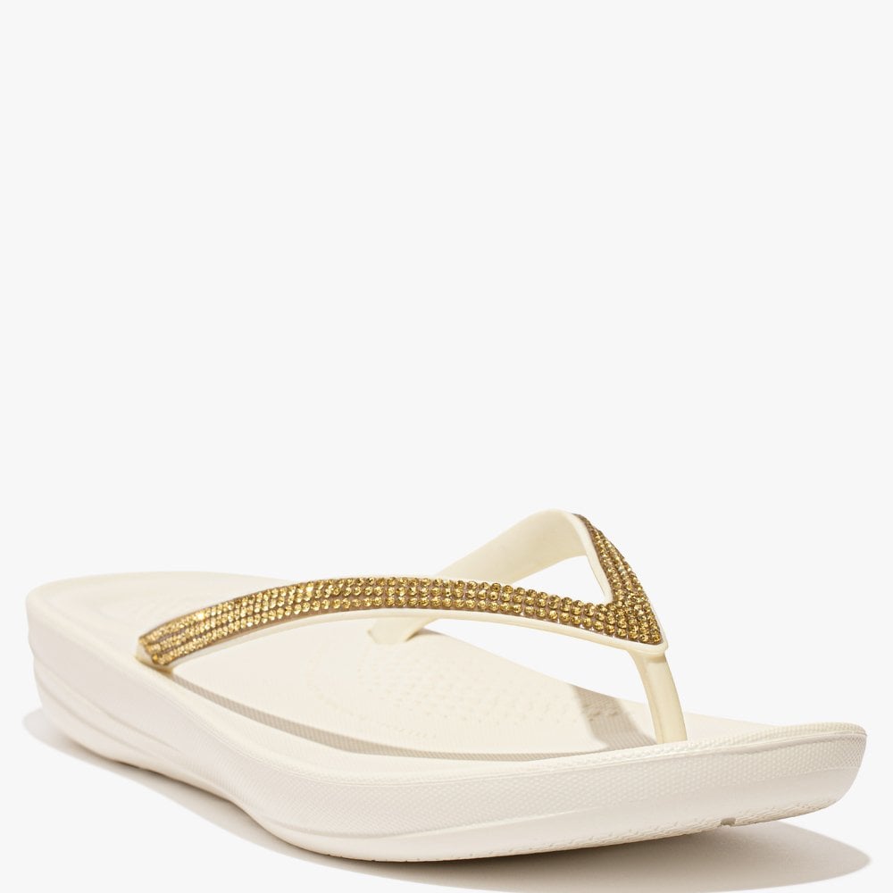 Iqushion Sparkle Cream Flip Flops