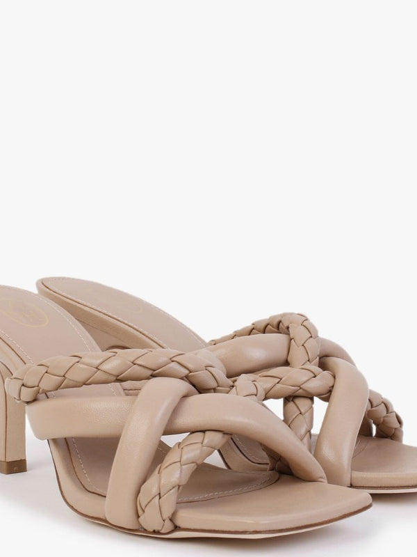 Mina Bis Skin Leather Woven Heeled Mules