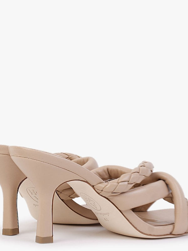 Mina Bis Skin Leather Woven Heeled Mules