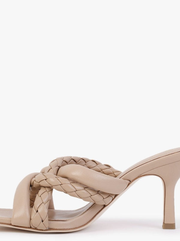 Mina Bis Skin Leather Woven Heeled Mules