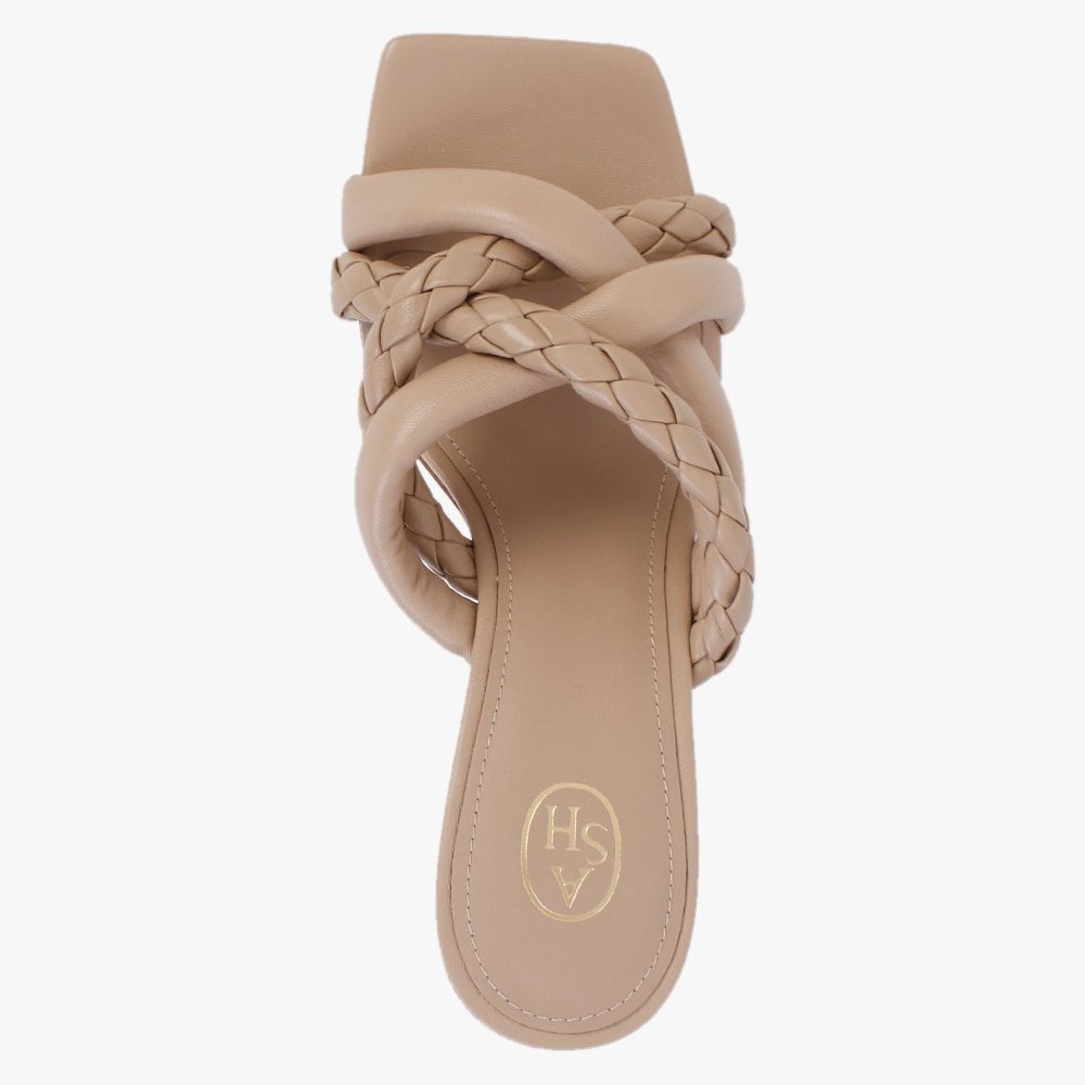 Mina Bis Skin Leather Woven Heeled Mules