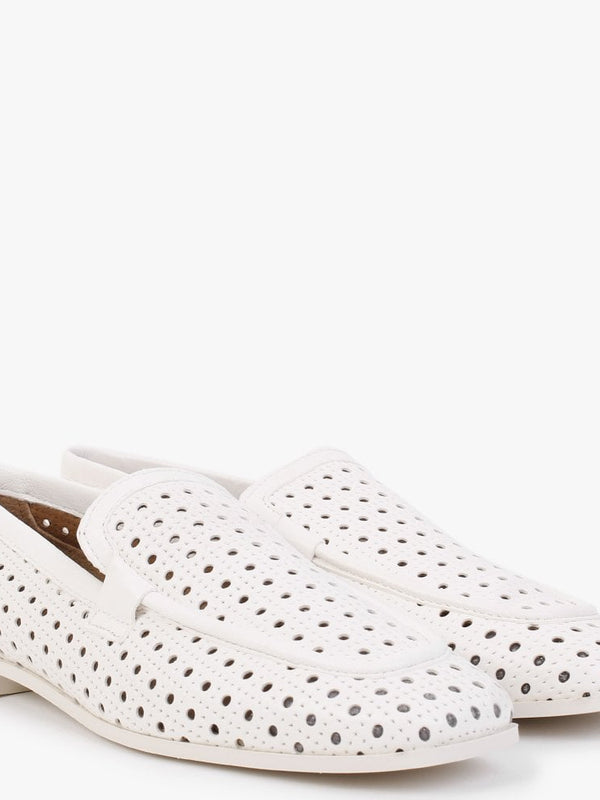 Teff Off White Leather Woven Loafers