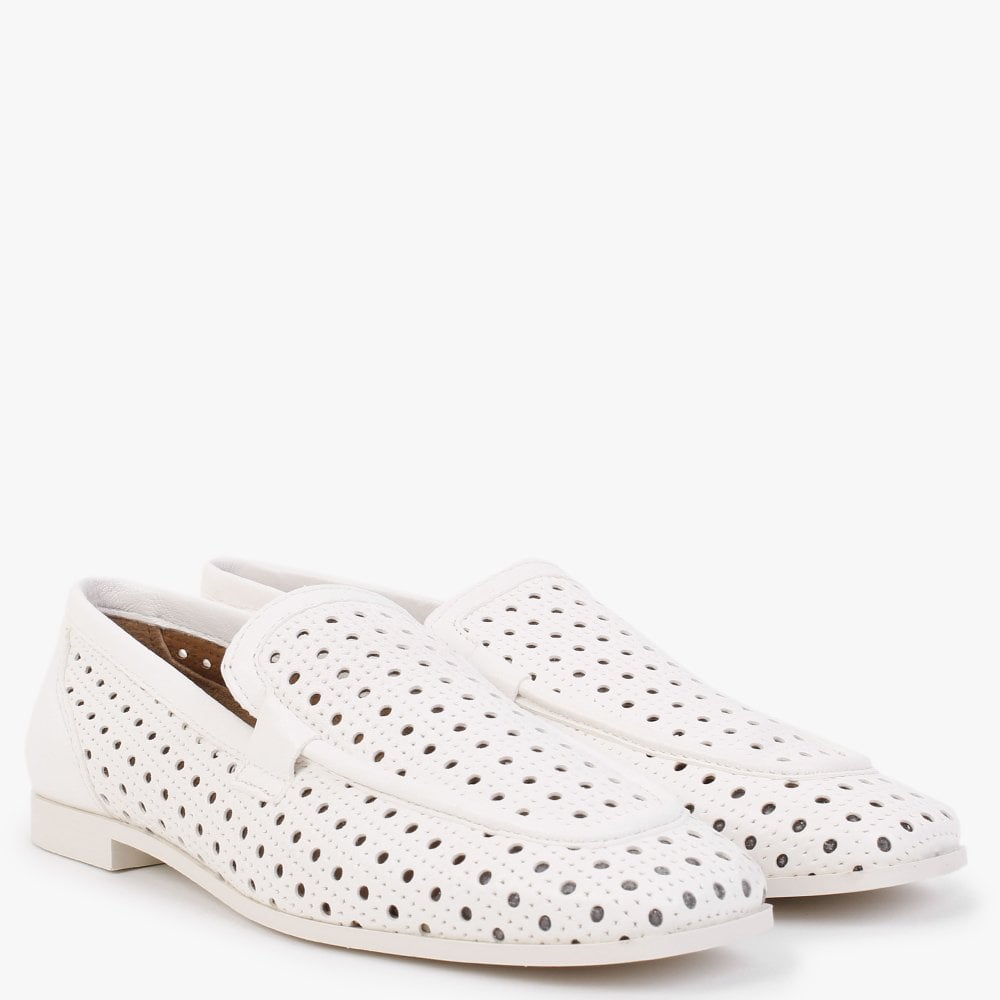 Teff Off White Leather Woven Loafers