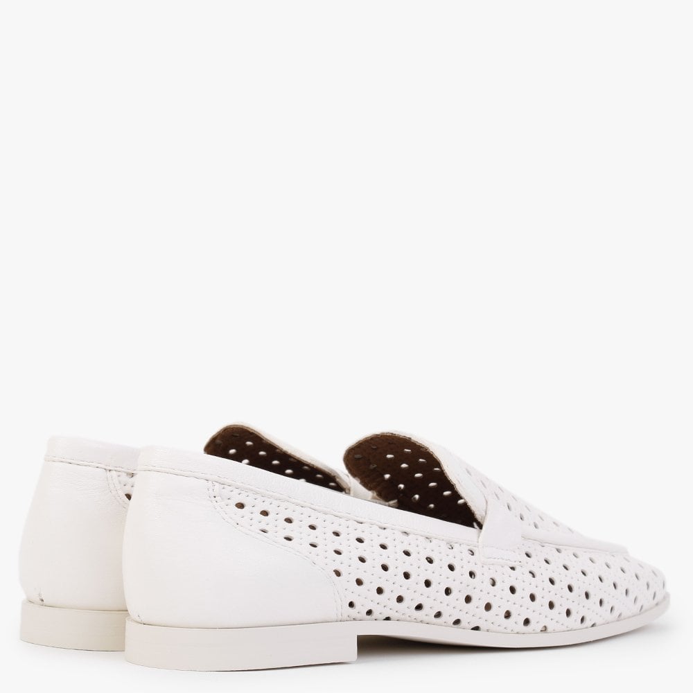 Teff Off White Leather Woven Loafers