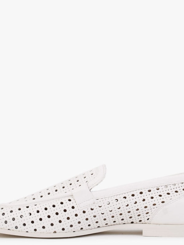 Teff Off White Leather Woven Loafers